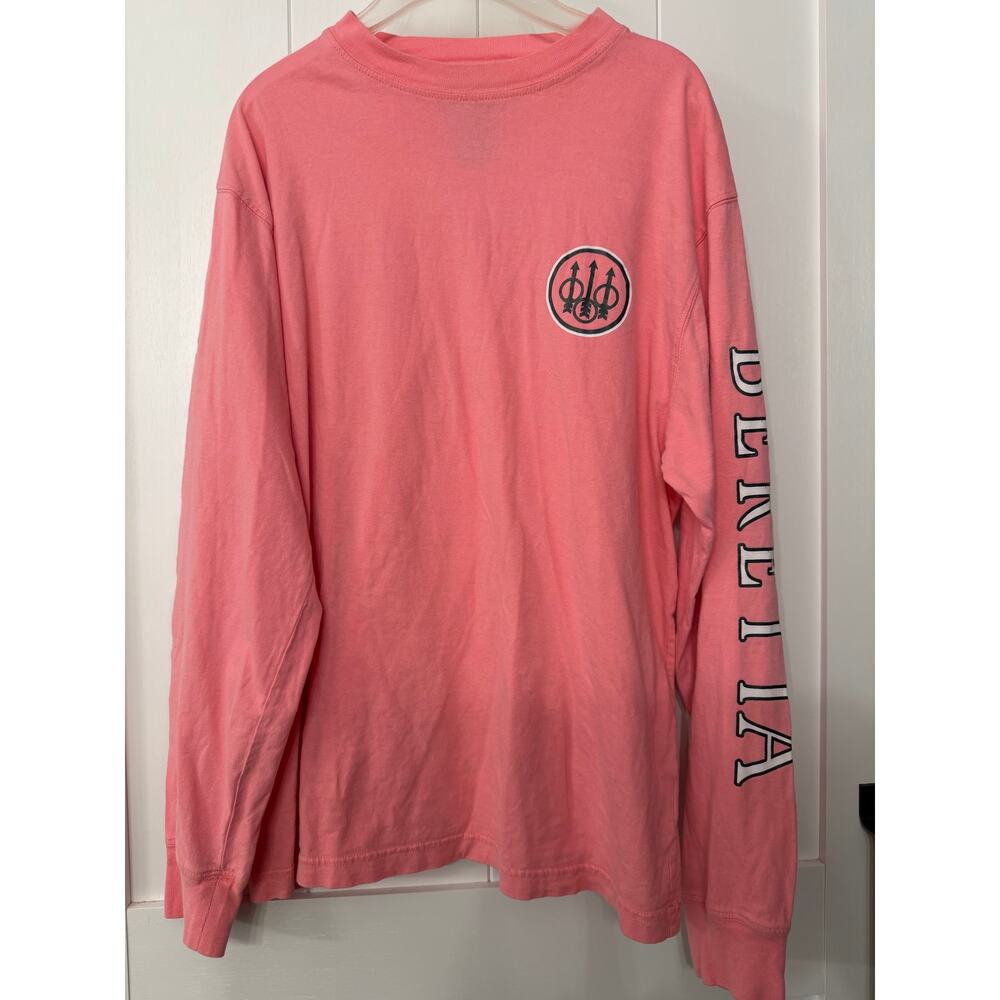 Beretta T-Shirt Double Logo Long Sleeve, Pink, Sz Small